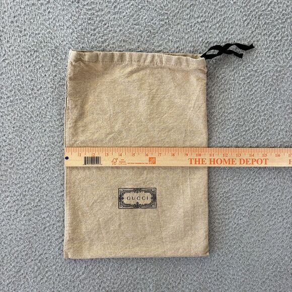 Gucci‎ Dust Bag 15" x 10.75" Beige Burlap Sack Style Drawstring - Picture 5 of 10